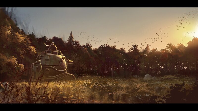 Robot in a sunlit field
