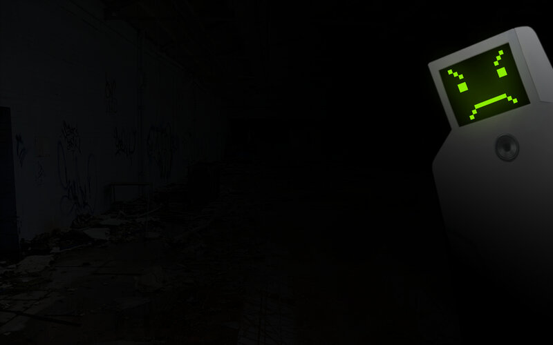 robot in abandoned building