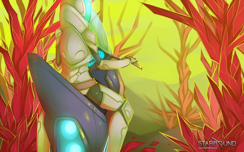 robot in alien forest