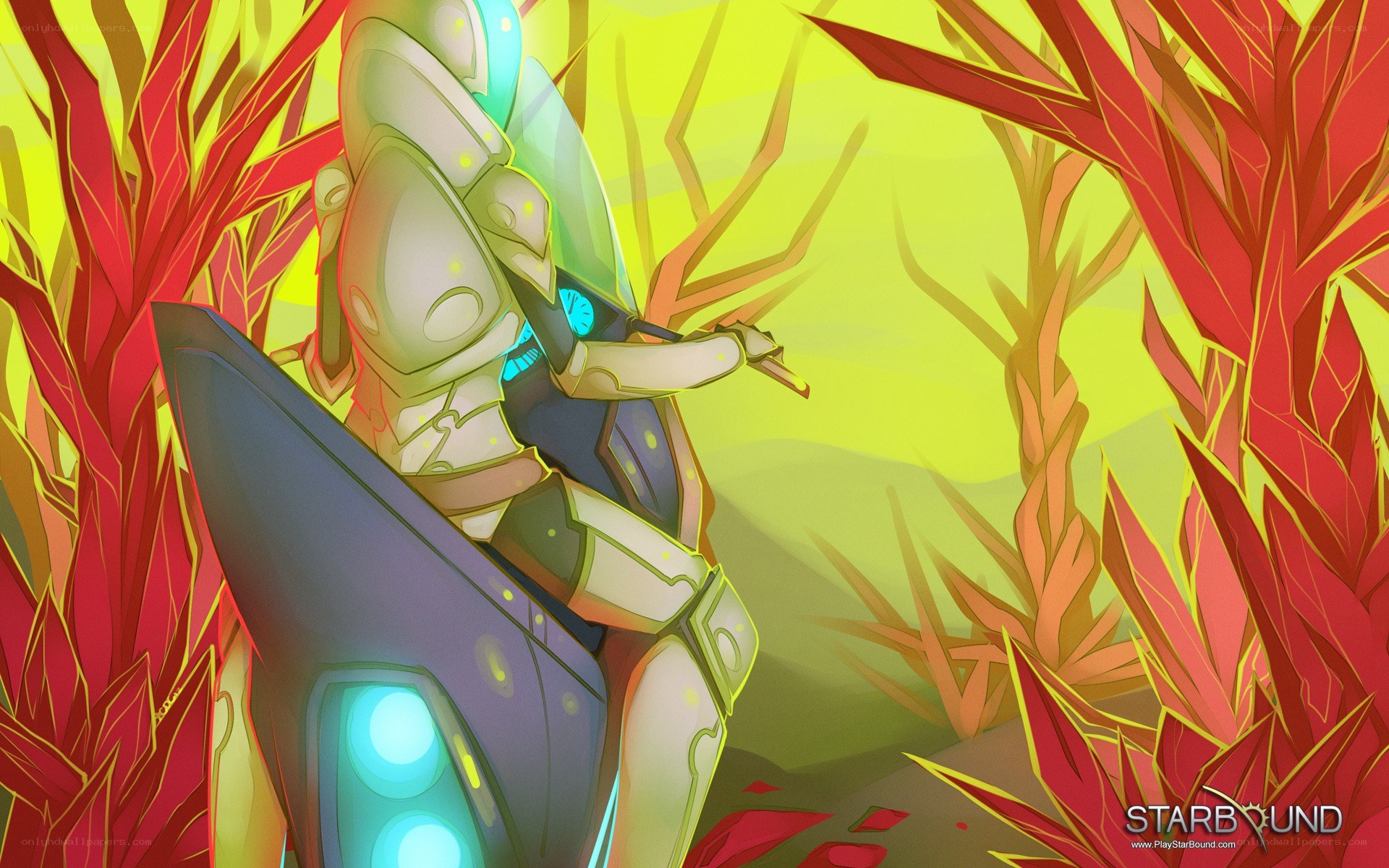 robot in alien forest