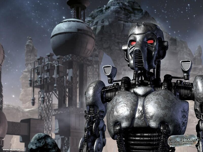 robot in alien landscape