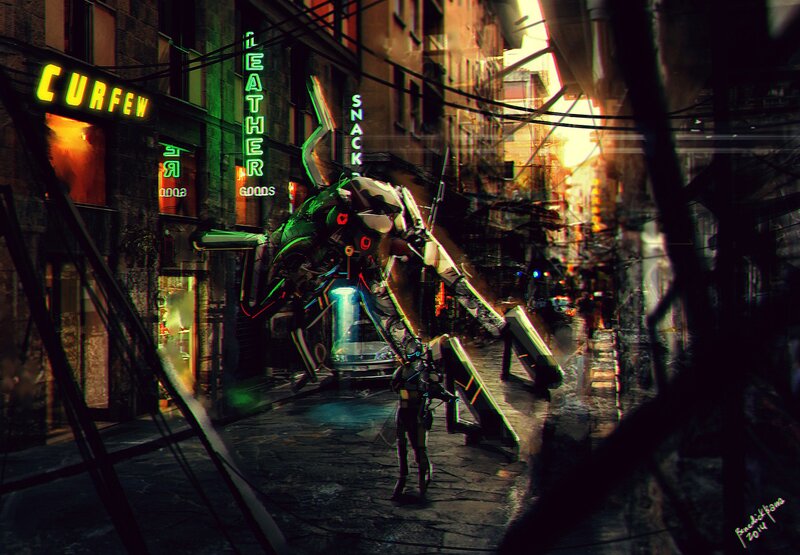 Robot in Alleyway — Green