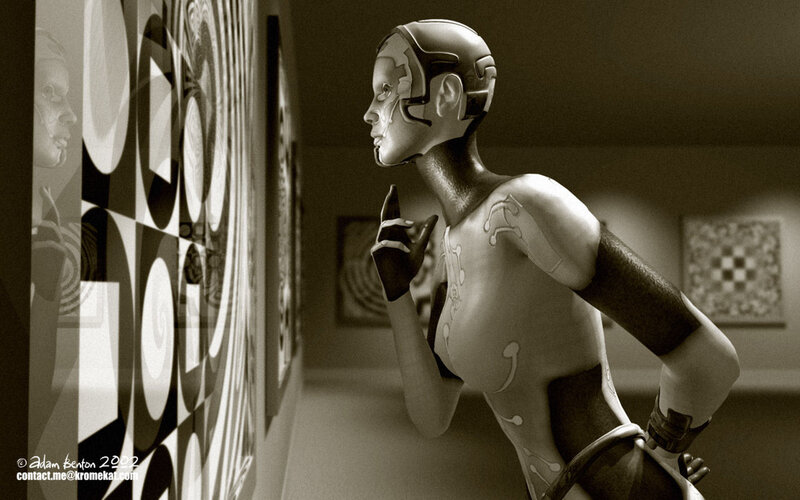 robot in art gallery