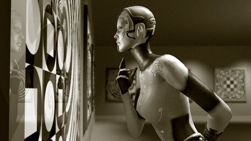 robot in art gallery