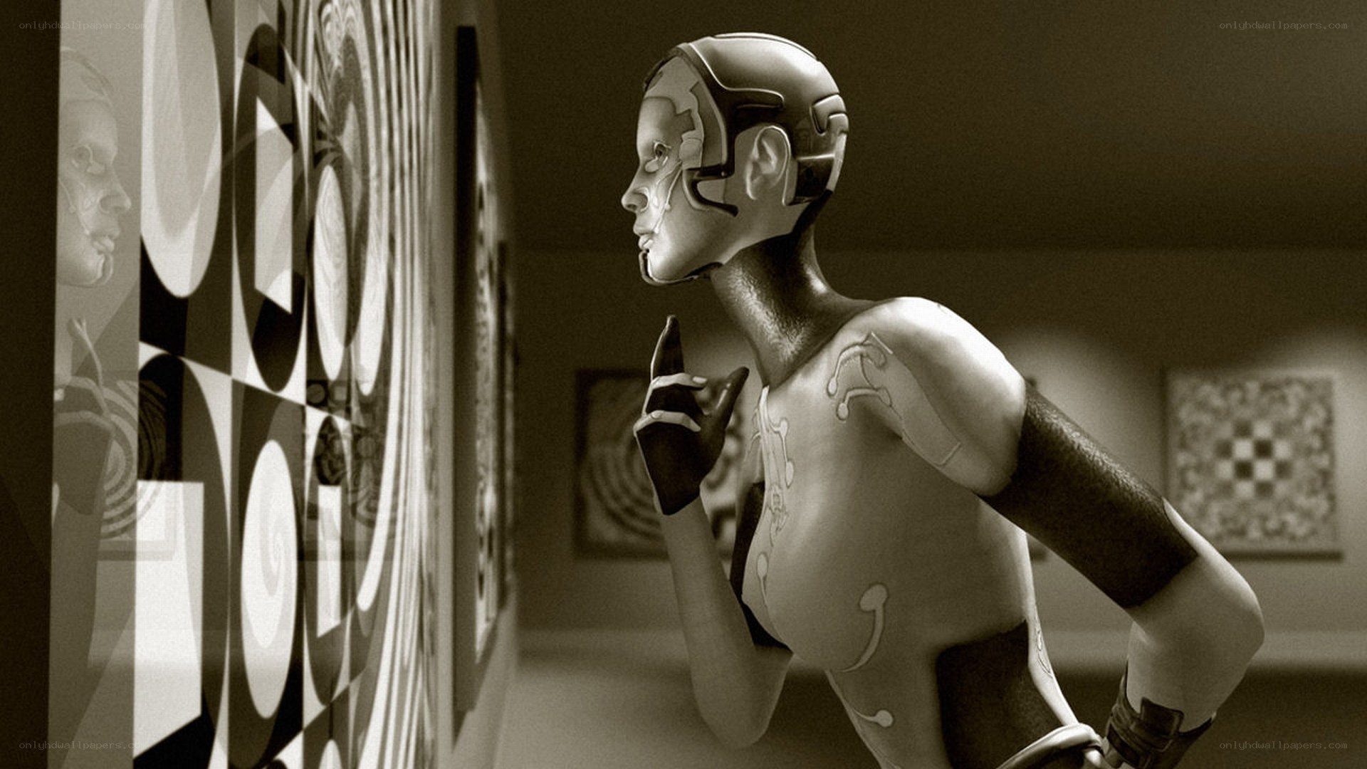 robot in art gallery