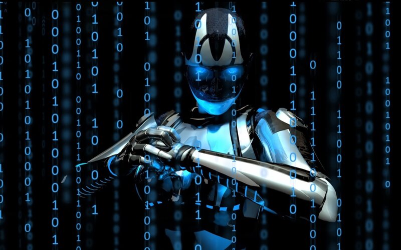 Robot in Binary Code — Black