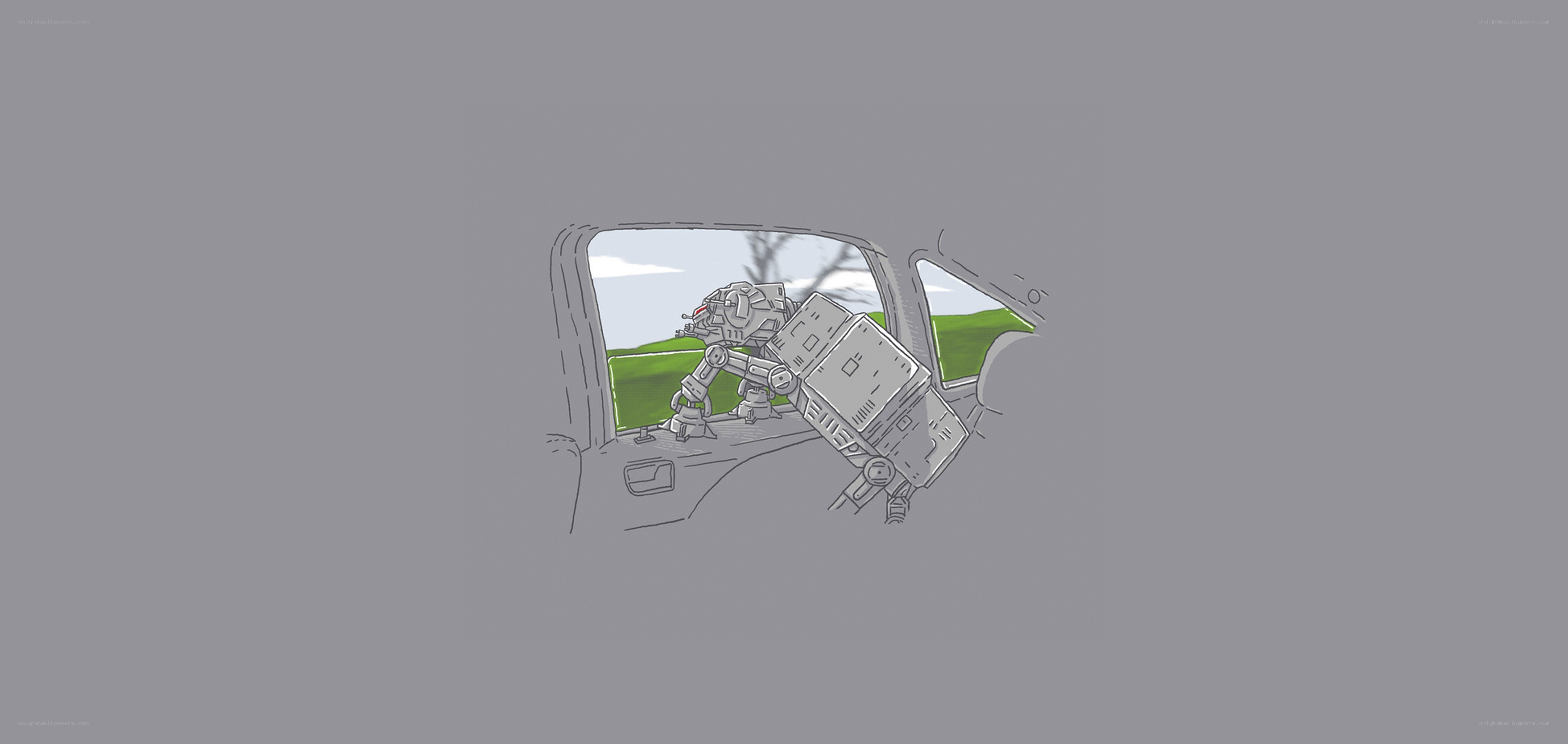 robot in car window