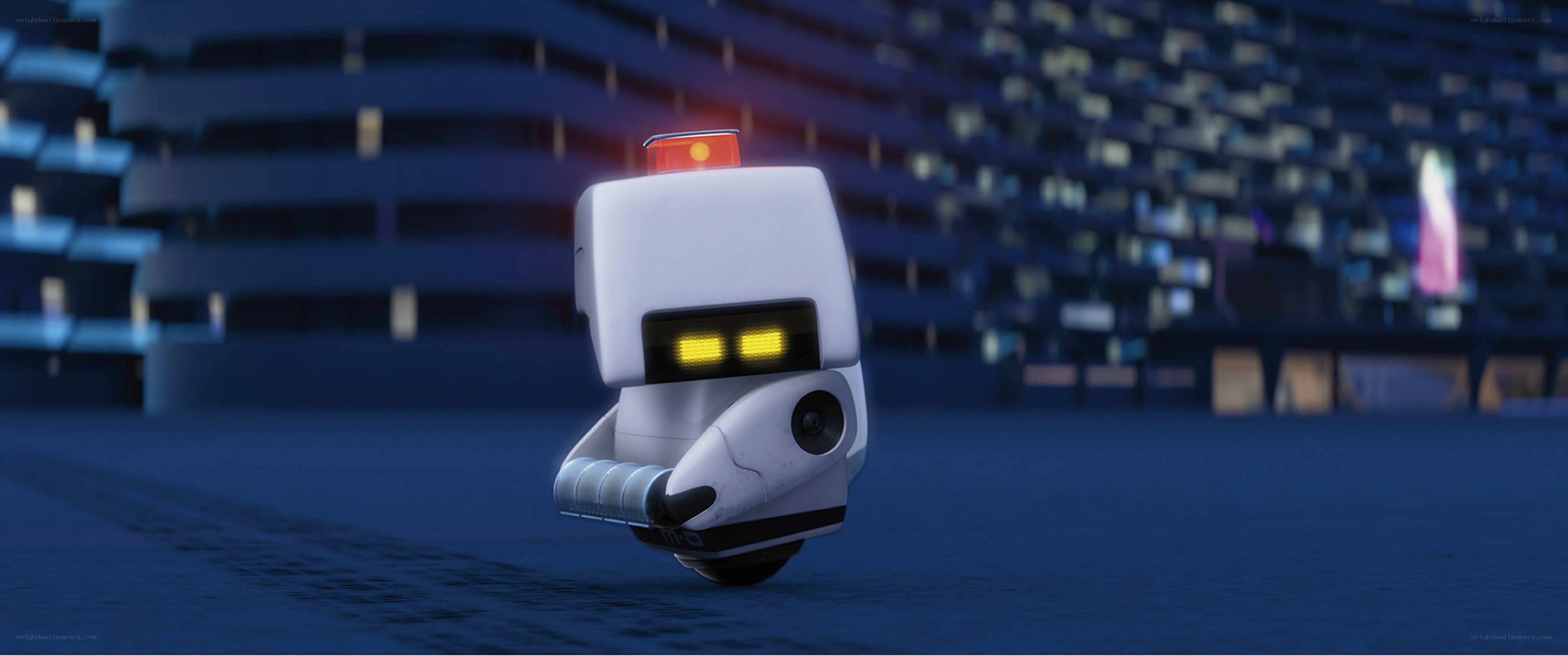 robot in city at night