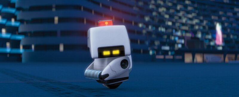 robot in city at night