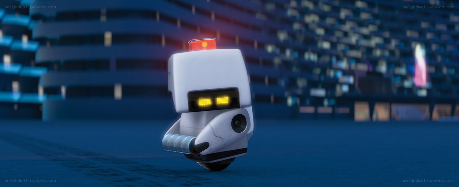 robot in city at night