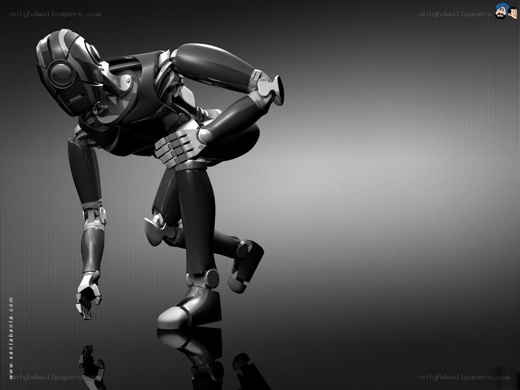 robot in crouched pose