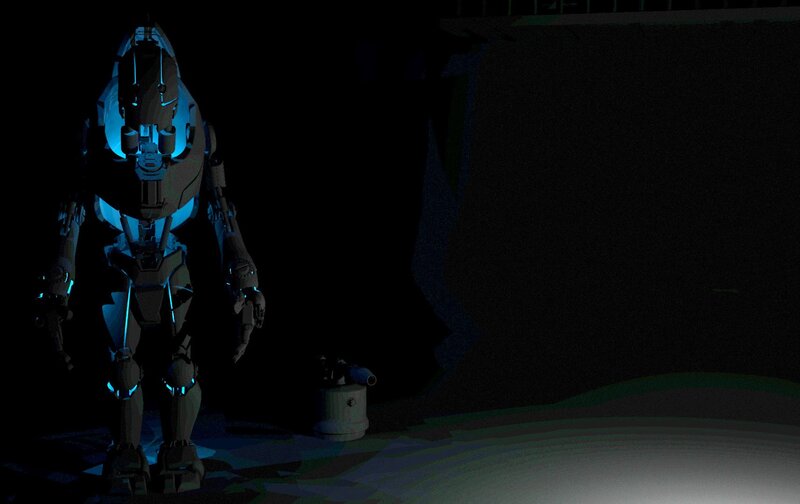 robot in dark environment