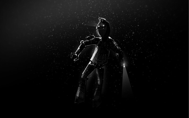 robot in dark space