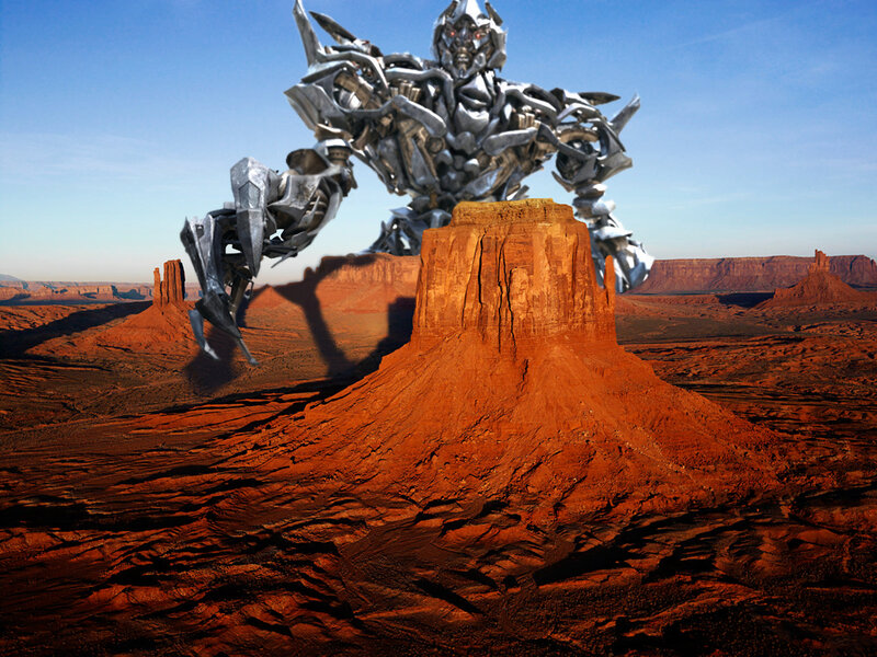 robot in desert landscape
