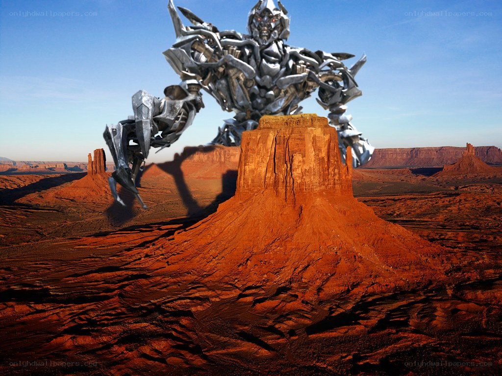 robot in desert landscape