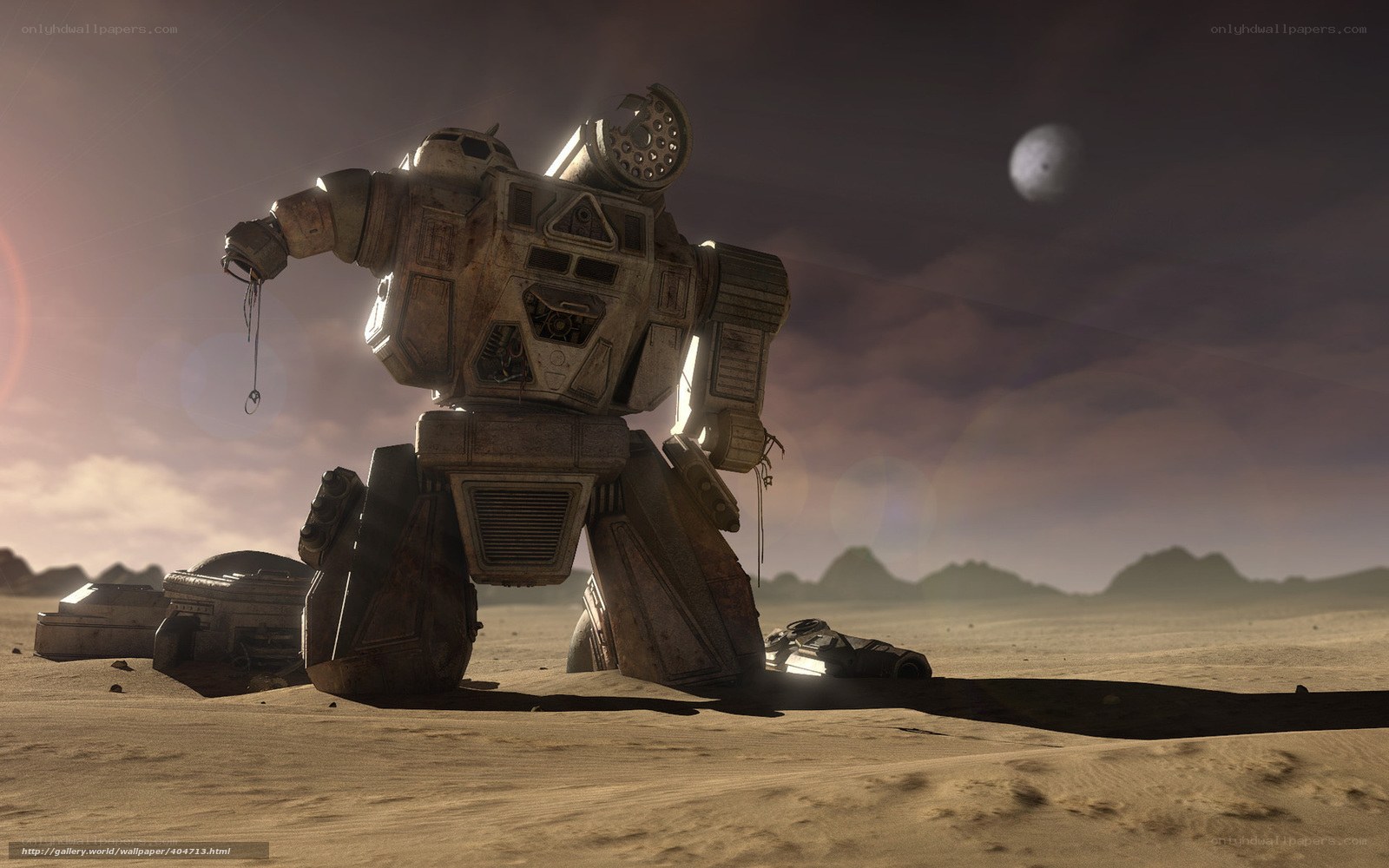 robot in desert wasteland