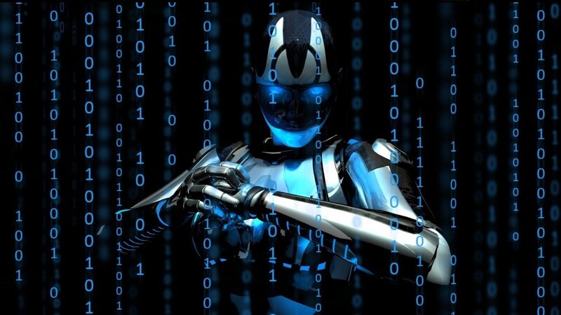 Robot in Digital Matrix — Blue