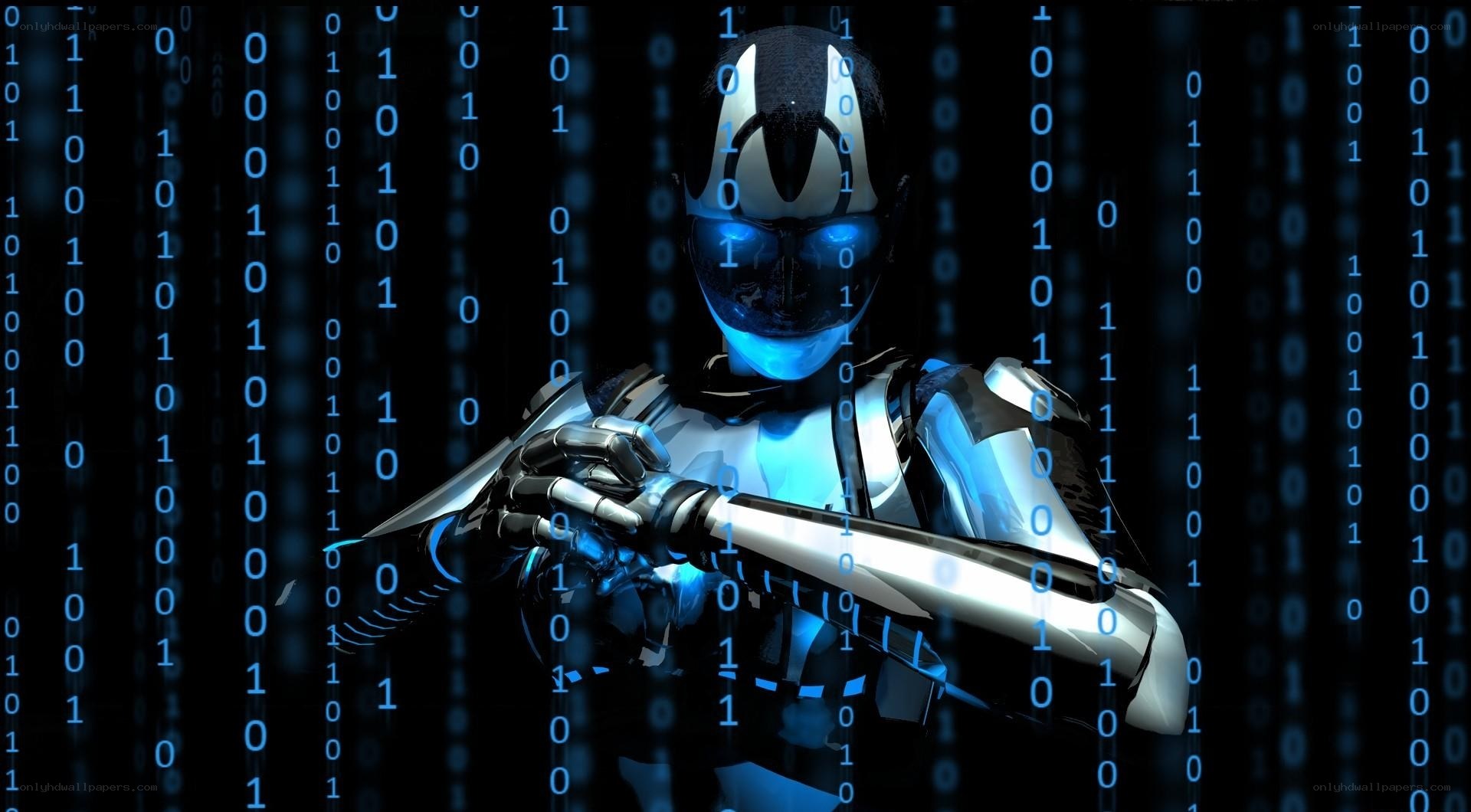 robot in digital matrix