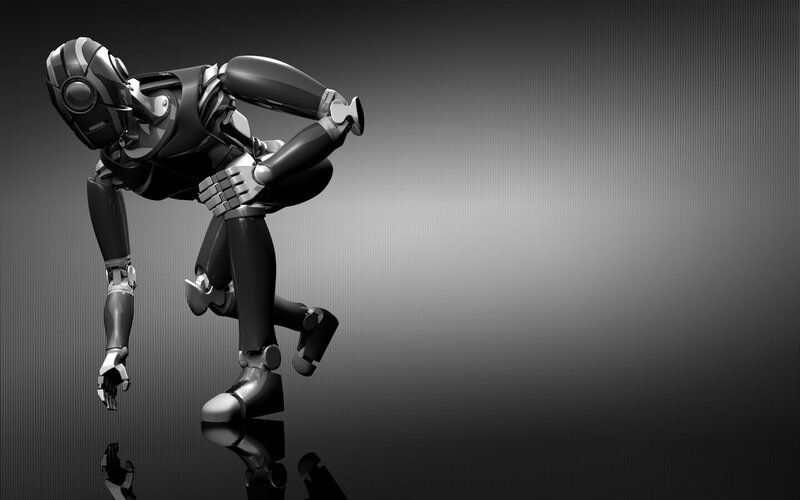 robot in distress pose