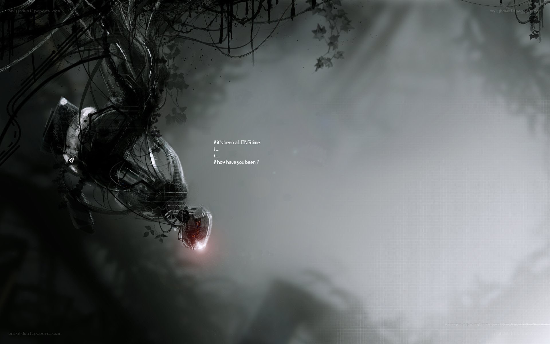 robot in foggy forest