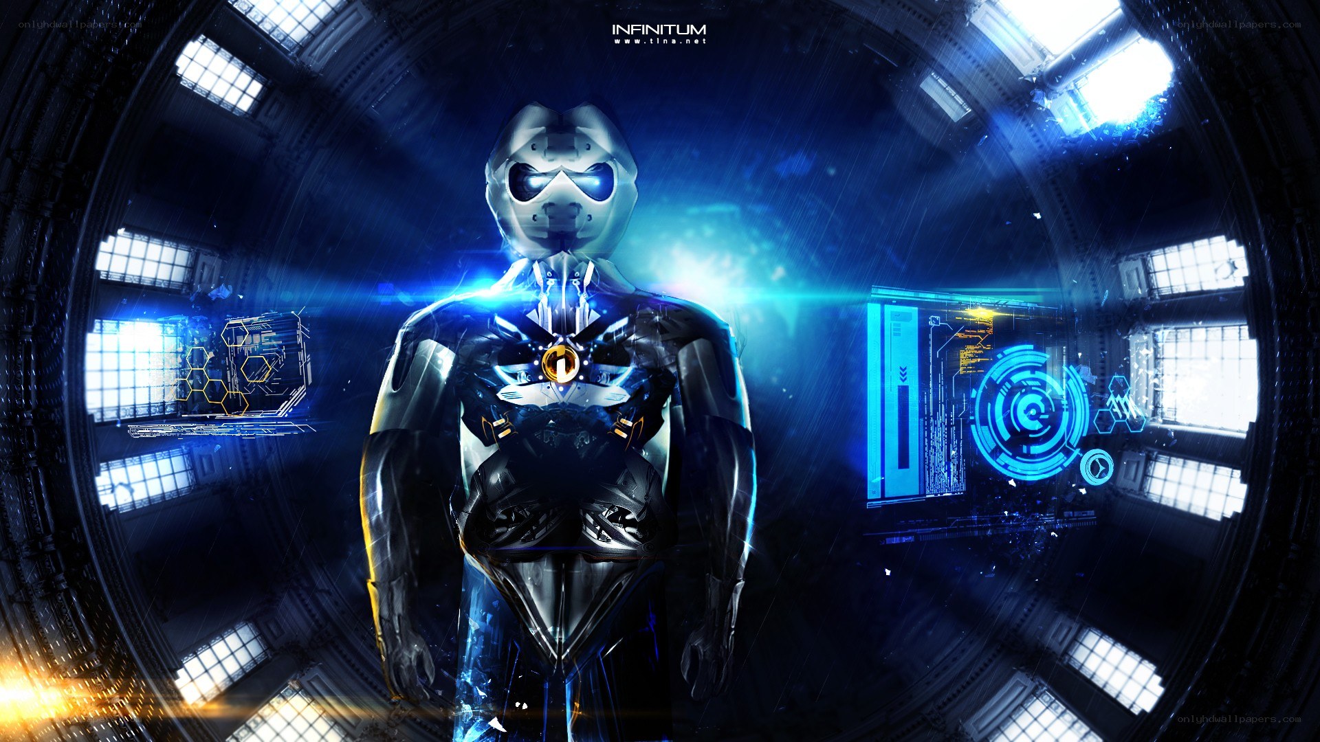 robot in futuristic chamber