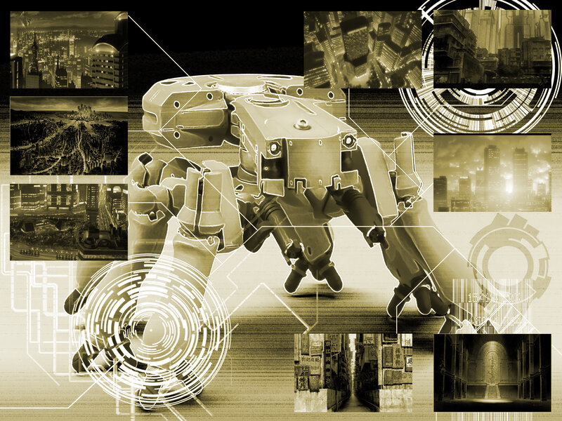 robot in futuristic city