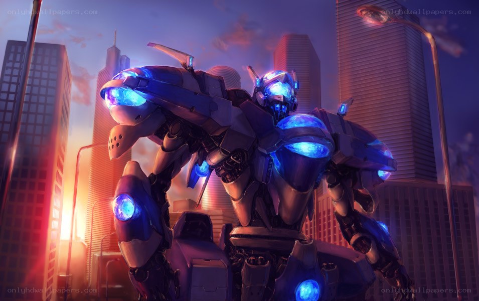 robot in futuristic city