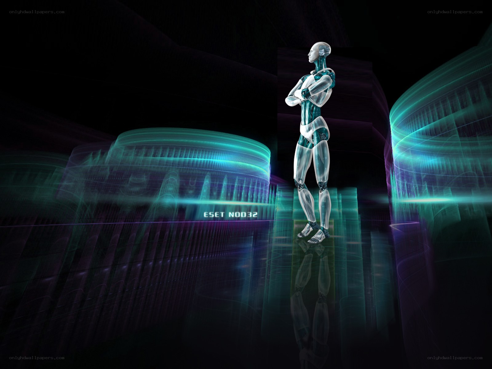 robot in futuristic digital space