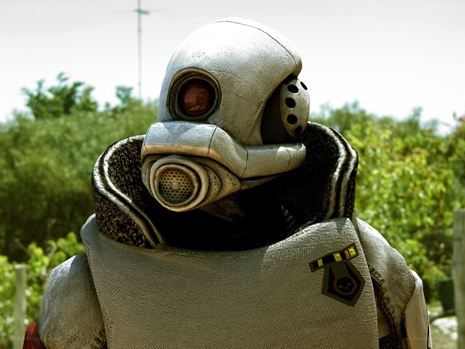 robot in gas mask