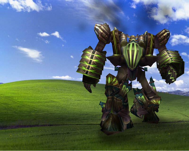 robot in green field