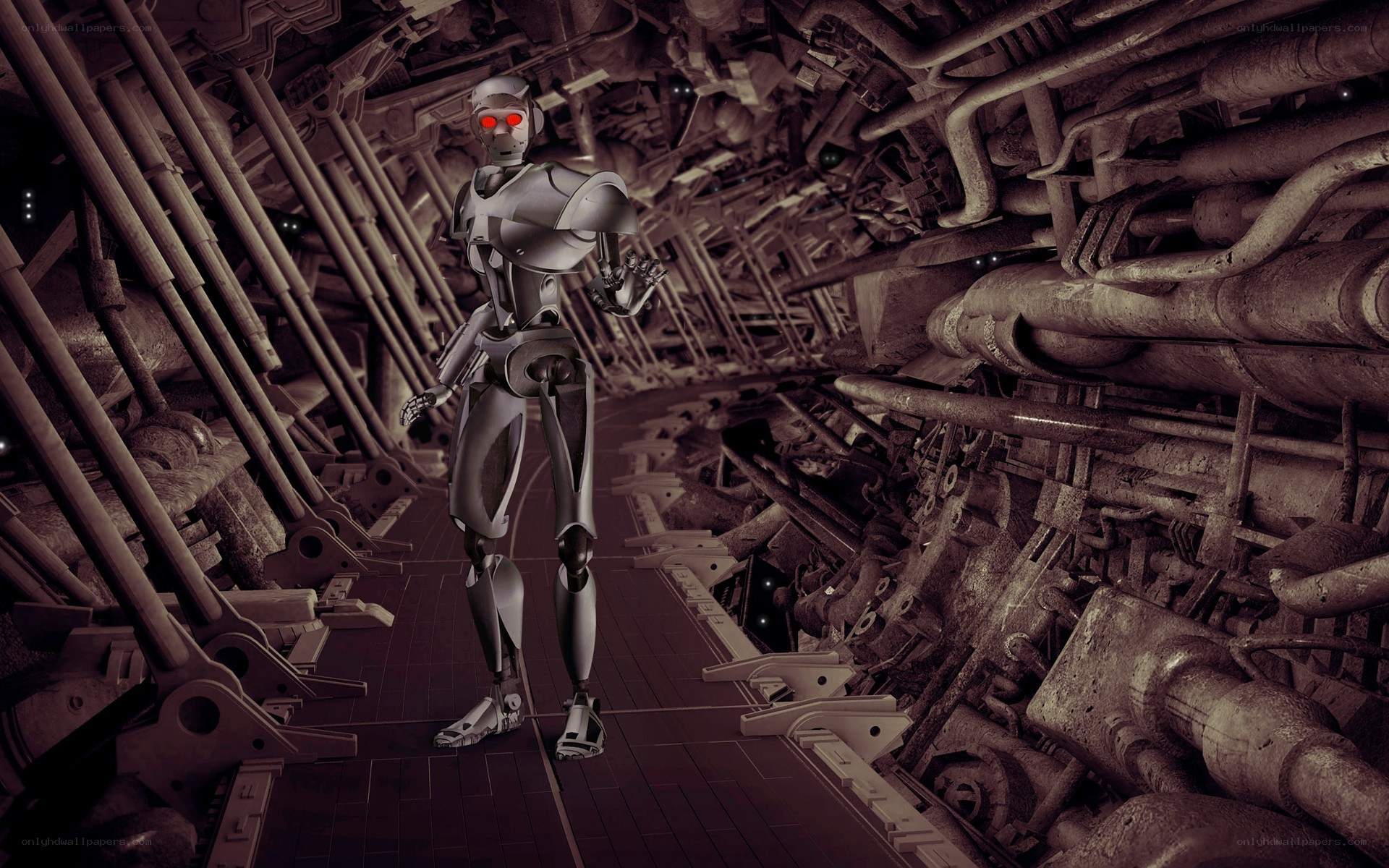 robot in industrial corridor