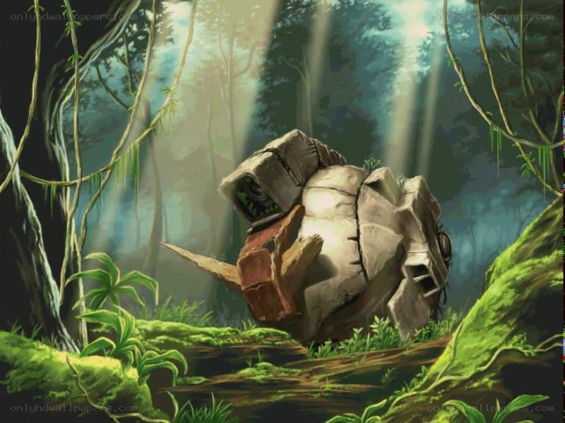 robot in jungle forest