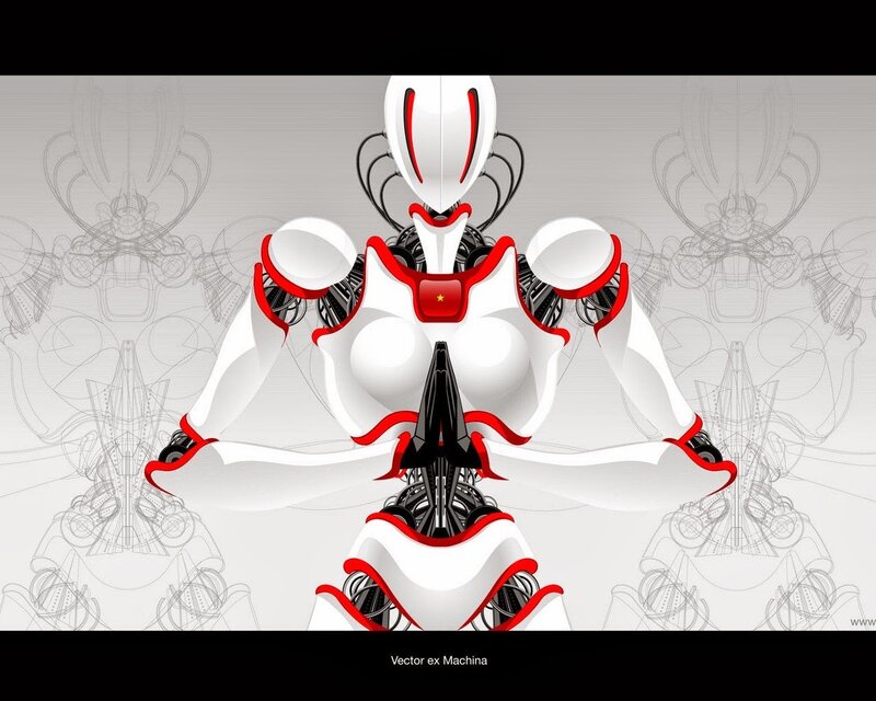 Robot in Meditation Pose — White