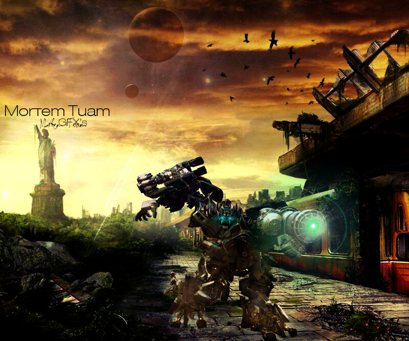 robot in post-apocalyptic landscape