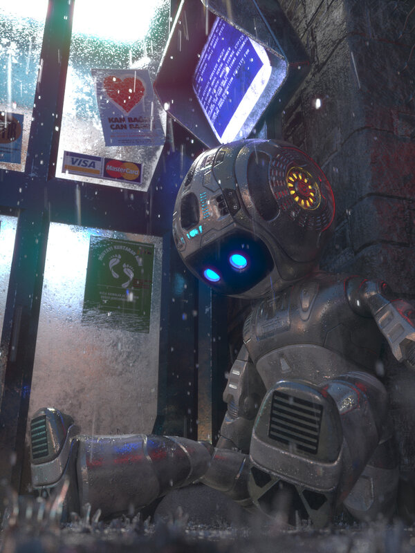 Robot in Rain — Gray