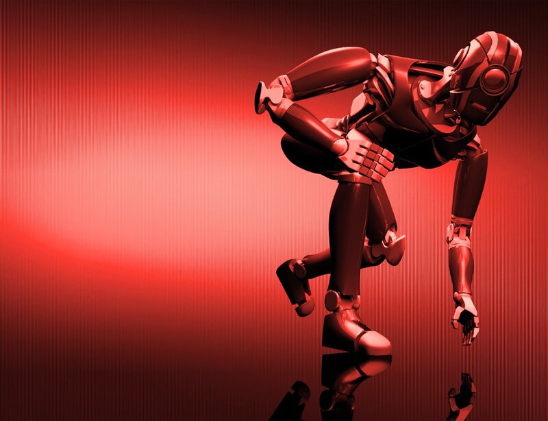 robot in red light