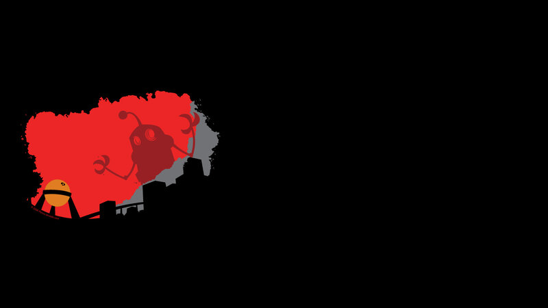 robot in red silhouette