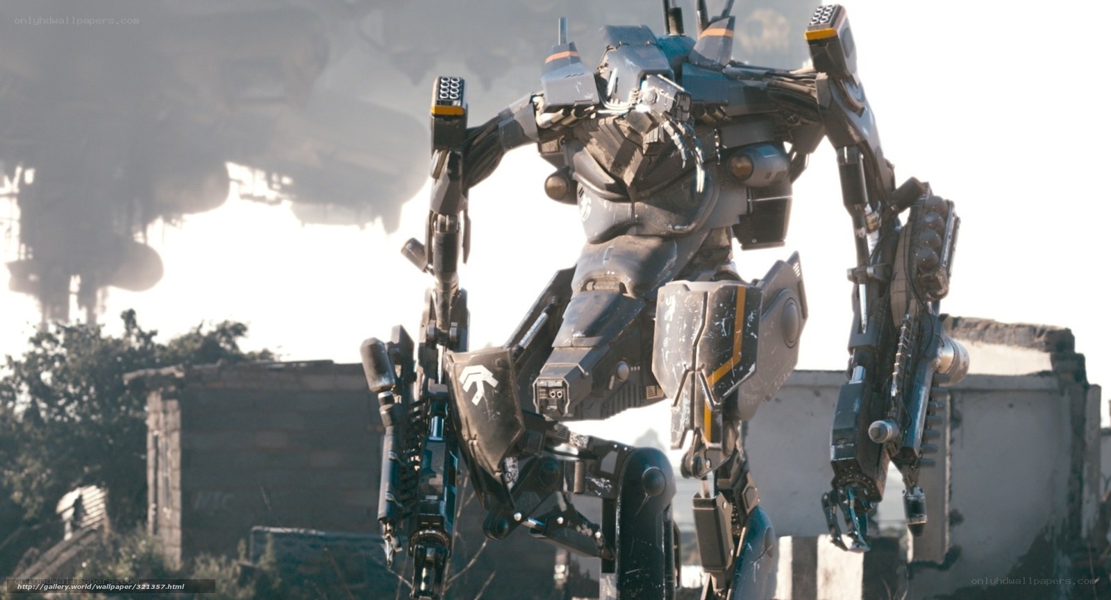 robot in ruined city