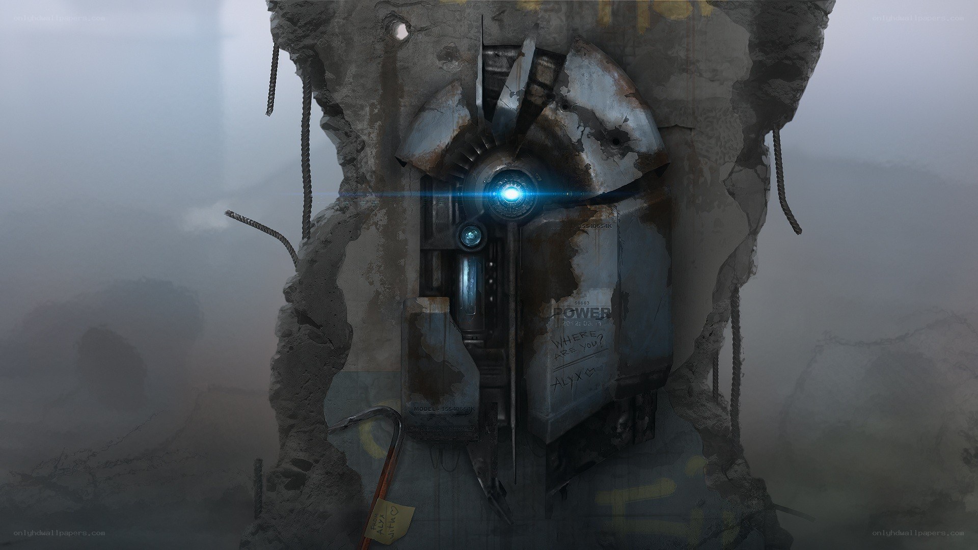 robot in ruined structure