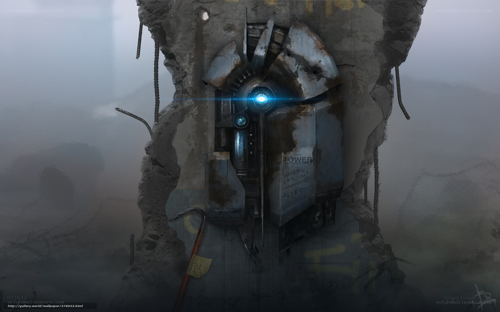 robot in ruined structure