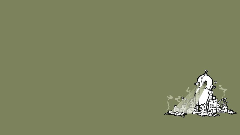 Robot in Ruins — Olive Green, Post-apocalyptic