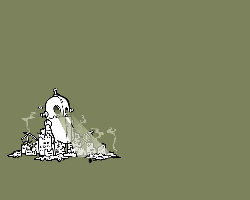 Robot in Ruins — Olive Green