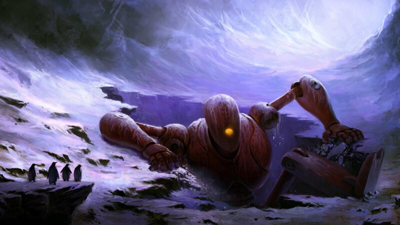 robot in snowy landscape