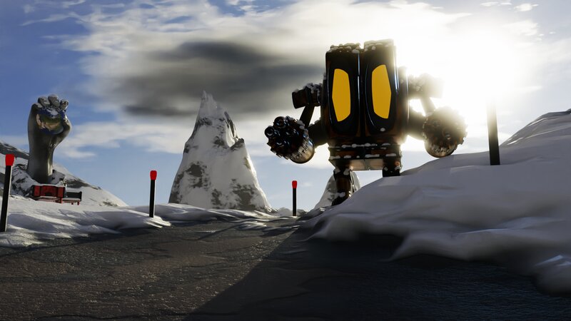 Robot in Snowy Landscape — White