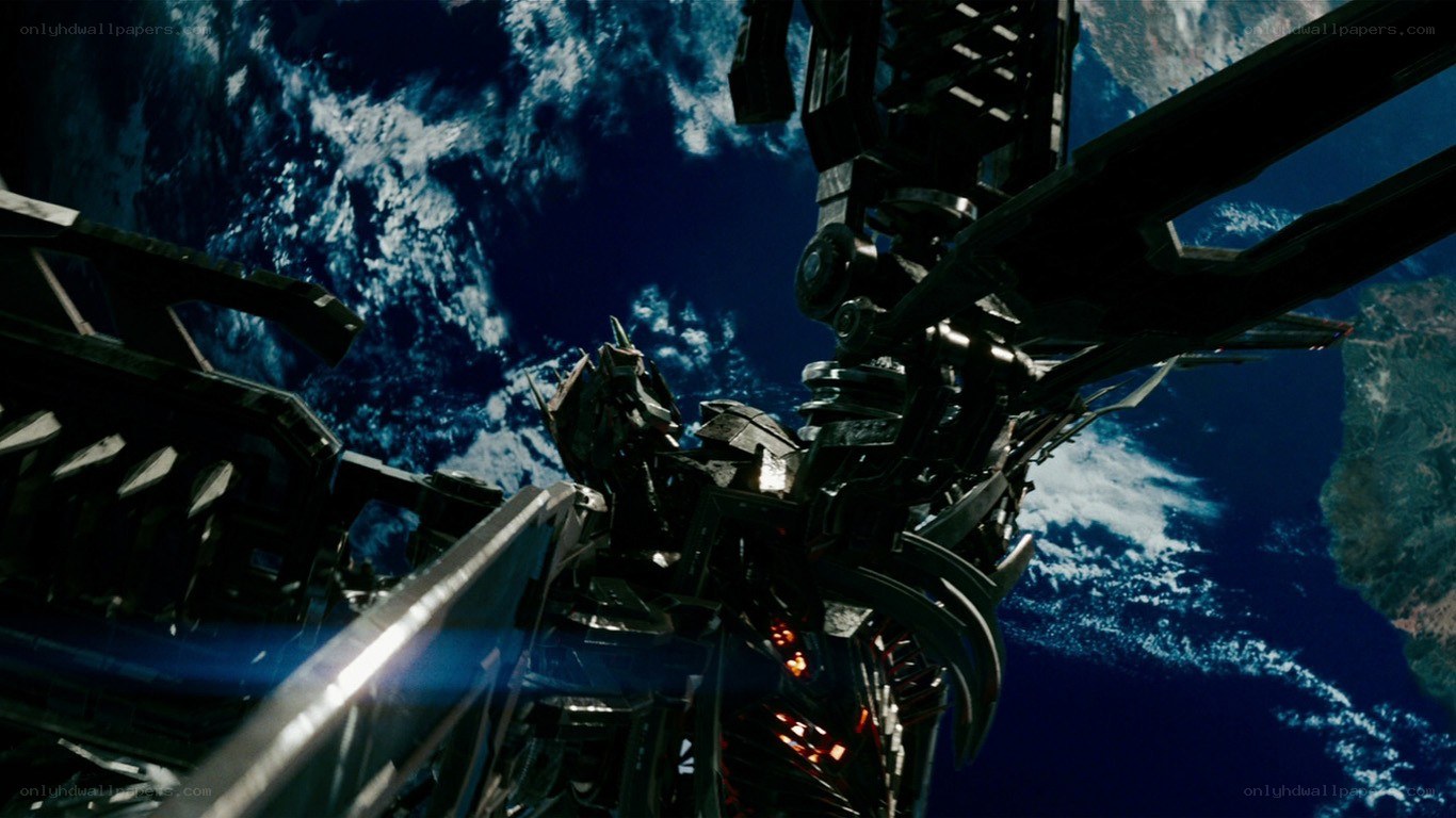 robot in space above earth