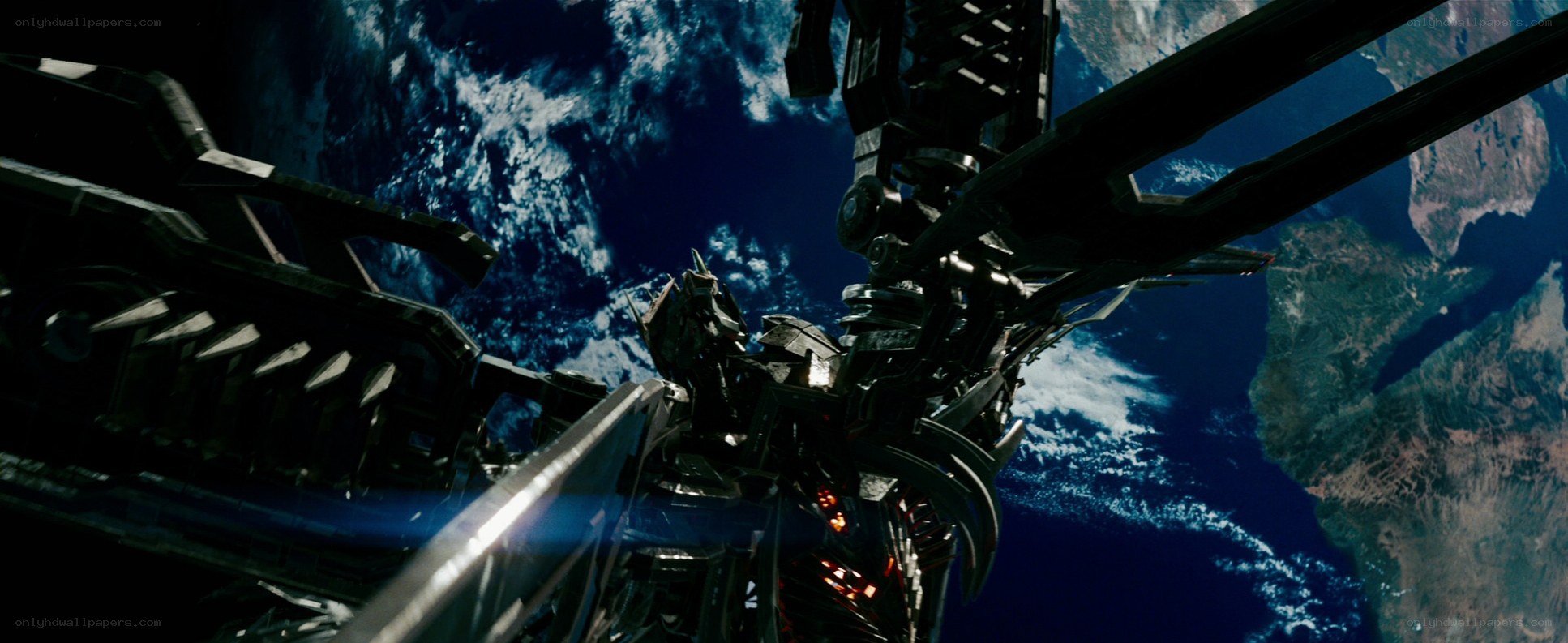robot in space above earth
