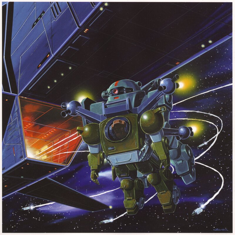 Robot in Space — Blue, Dramatic, Night