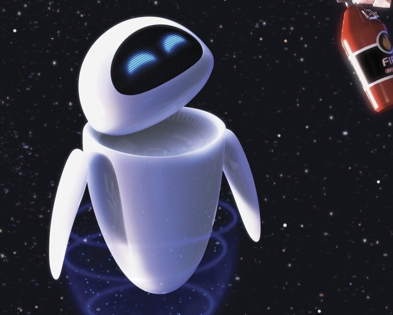 robot in space with fire extinguisher