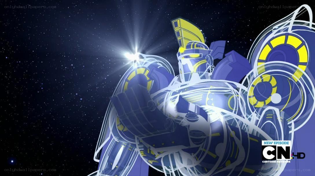 robot in space with light