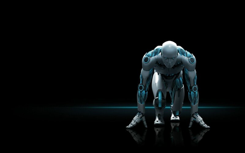 Robot in Starting Position — Black, Dramatic